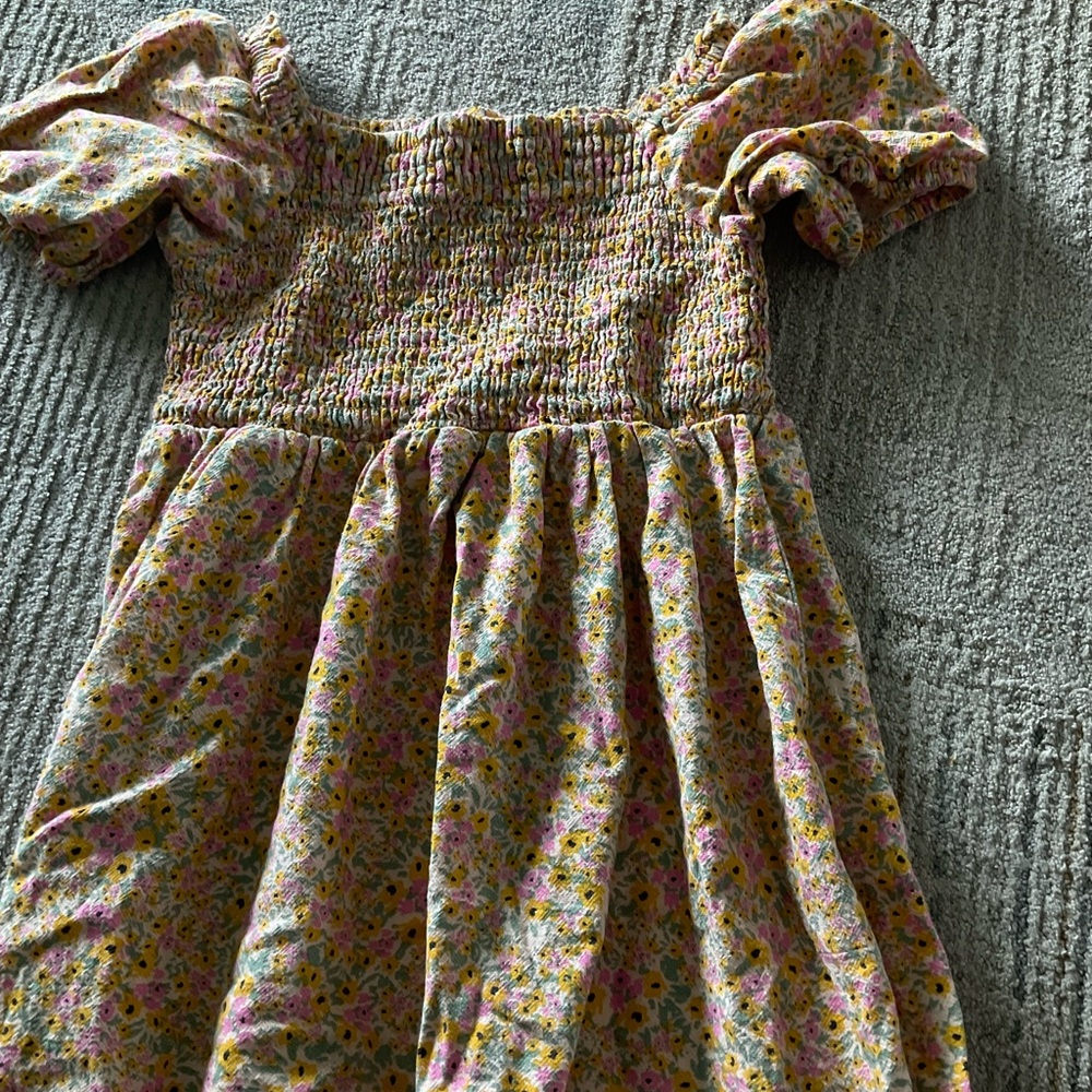 Target Gold Pleated Puff Sleeve Sundress